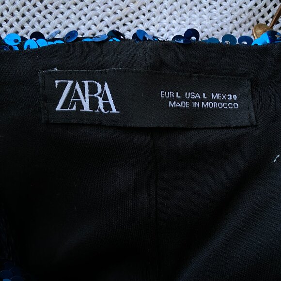 Blue Sequin Mini Dress Flutter Sleeves Disco Party Size Medium Statement Dress - Picture 9 of 9